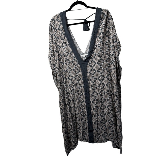 O’Neill Womens M/L Kaftan Tunic Swim Cover Up V-Neck Black Dress Boho Hippie Gyp - Picture 5 of 10